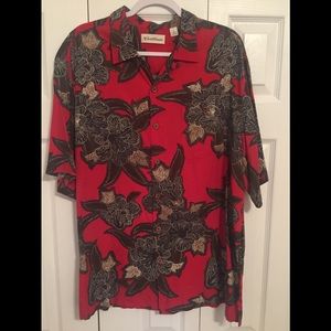 Red and Black Floral Men's Dress Shirt